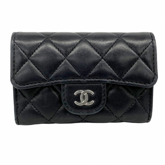 Chanel Matelasse Business Card Case in Lambskin, Black, Women's - Picture 1 of 9